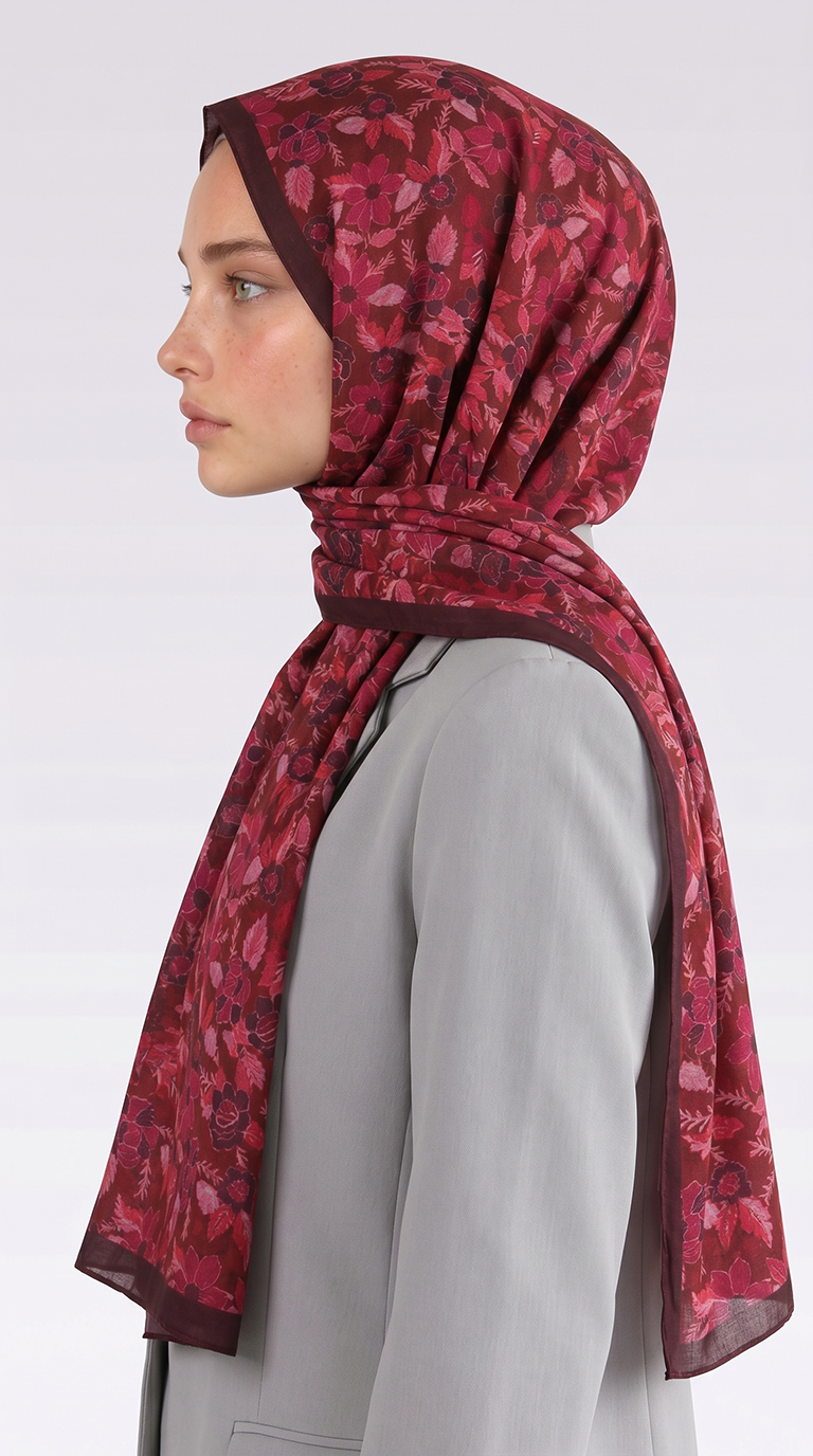 Karaca EşarpCOTTON ŞAL VELORA DESENLİ COTTON ŞAL -  KIRMIZI / PEMBE 
