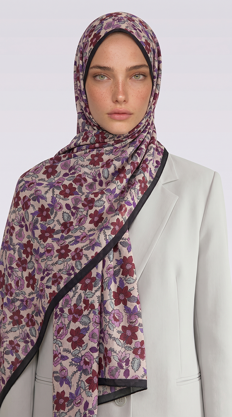Karaca EşarpCOTTON ŞAL VELORA DESENLİ COTTON ŞAL -  KREM / KIRMIZI