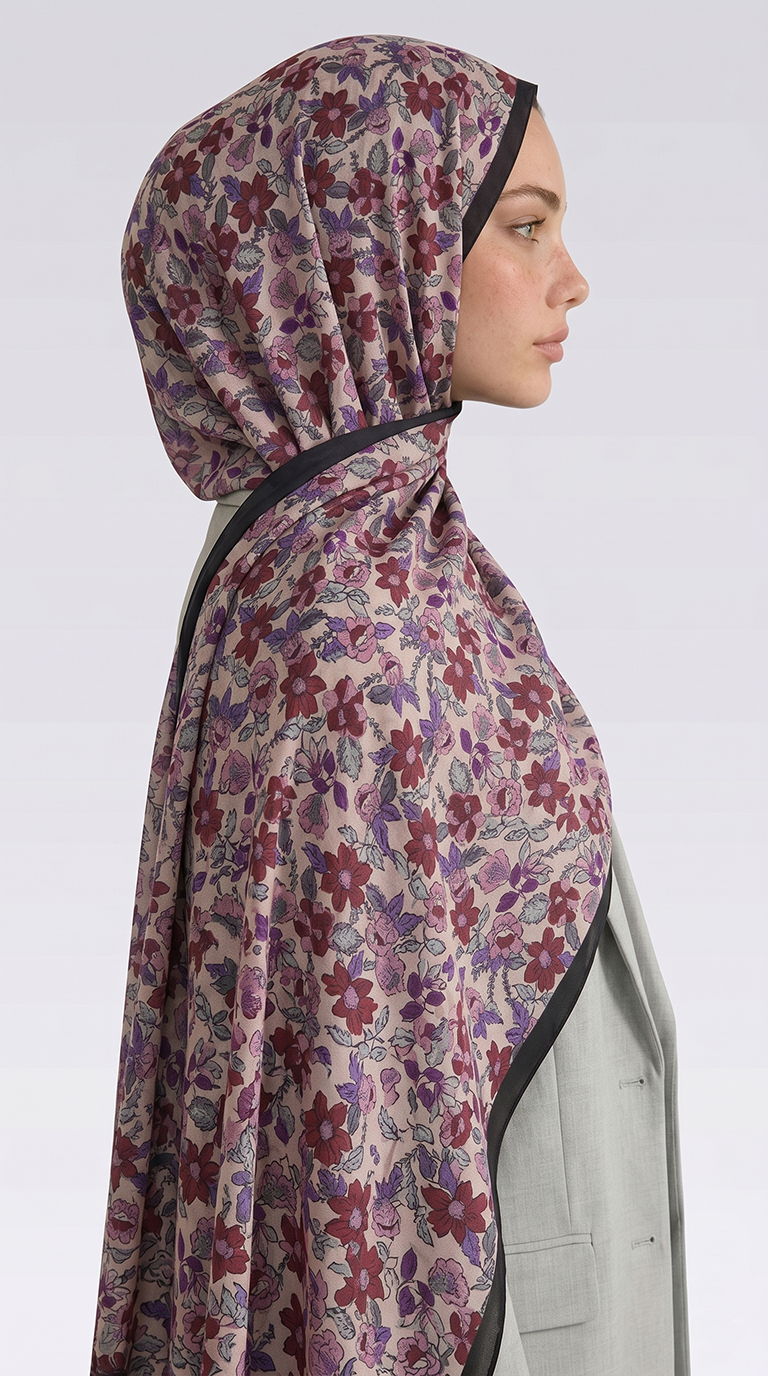 Karaca EşarpCOTTON ŞAL VELORA DESENLİ COTTON ŞAL -  KREM / KIRMIZI