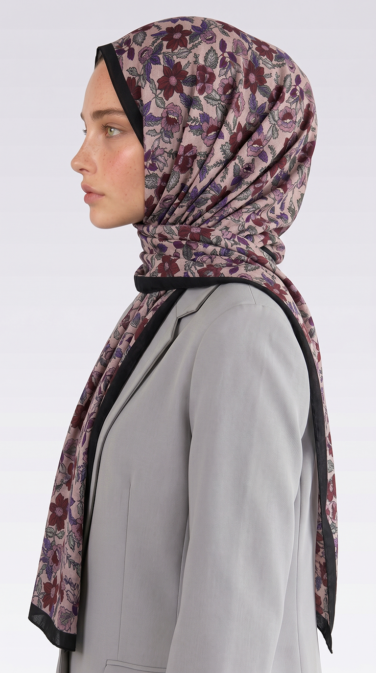 Karaca EşarpCOTTON ŞAL VELORA DESENLİ COTTON ŞAL -  KREM / KIRMIZI