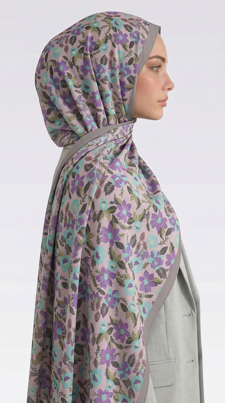 Karaca EşarpCOTTON ŞAL VELORA DESENLİ COTTON ŞAL -  KREM / LİLA