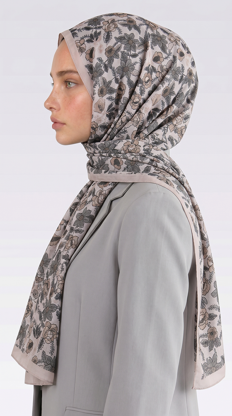 Karaca EşarpCOTTON ŞAL VELORA DESENLİ COTTON ŞAL -  KREM / YEŞİL 