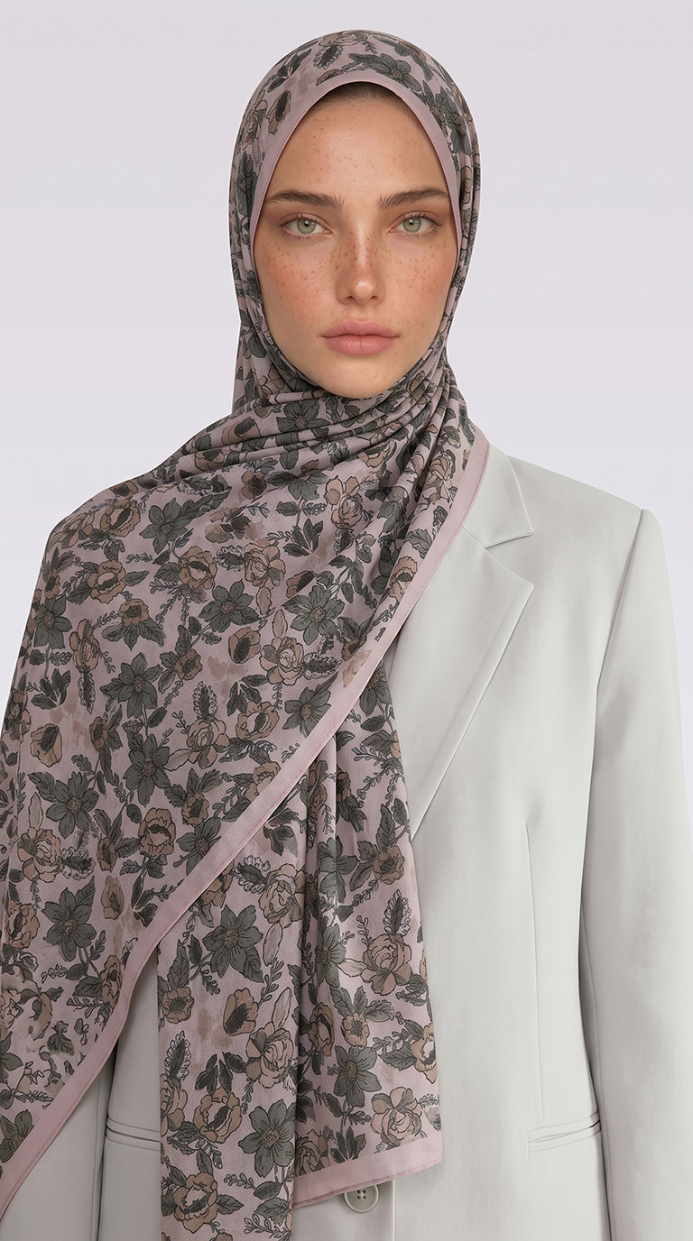 Karaca EşarpCOTTON ŞAL VELORA DESENLİ COTTON ŞAL -  KREM / YEŞİL 