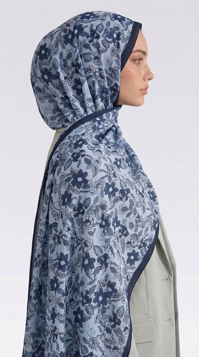 Karaca EşarpCOTTON ŞAL VELORA DESENLİ COTTON ŞAL -  LACİVERT / MAVİ