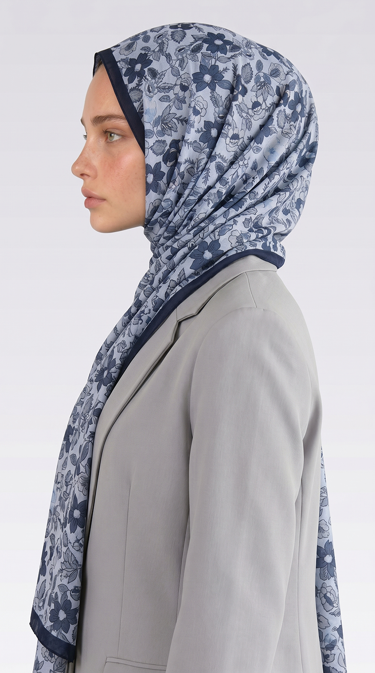 Karaca EşarpCOTTON ŞAL VELORA DESENLİ COTTON ŞAL -  LACİVERT / MAVİ