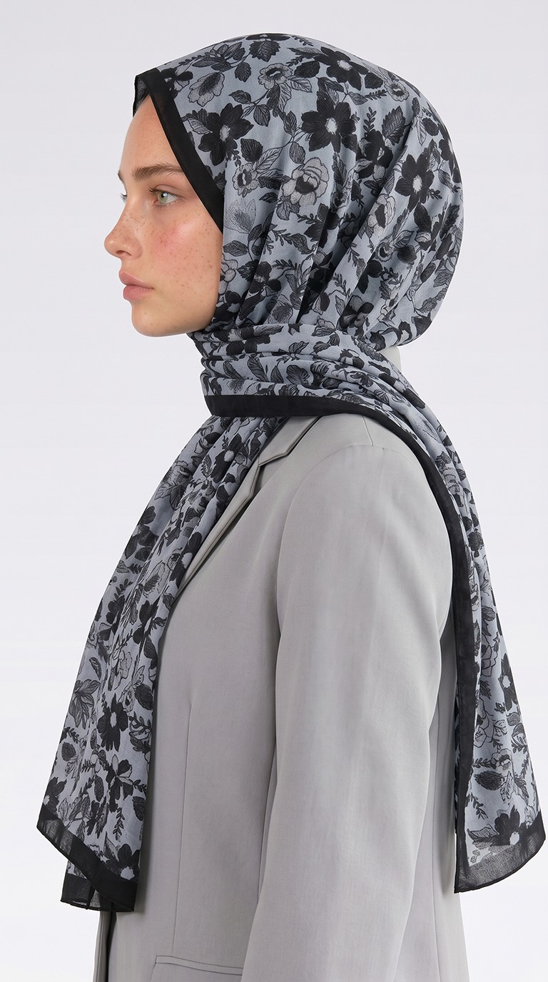 Karaca EşarpCOTTON ŞAL VELORA DESENLİ COTTON ŞAL -  SİYAH  / BEYAZ