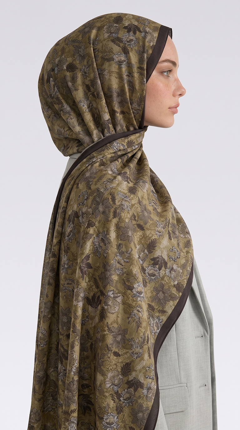 Karaca EşarpCOTTON ŞAL VELORA DESENLİ COTTON ŞAL -  YAĞ YEŞİLİ