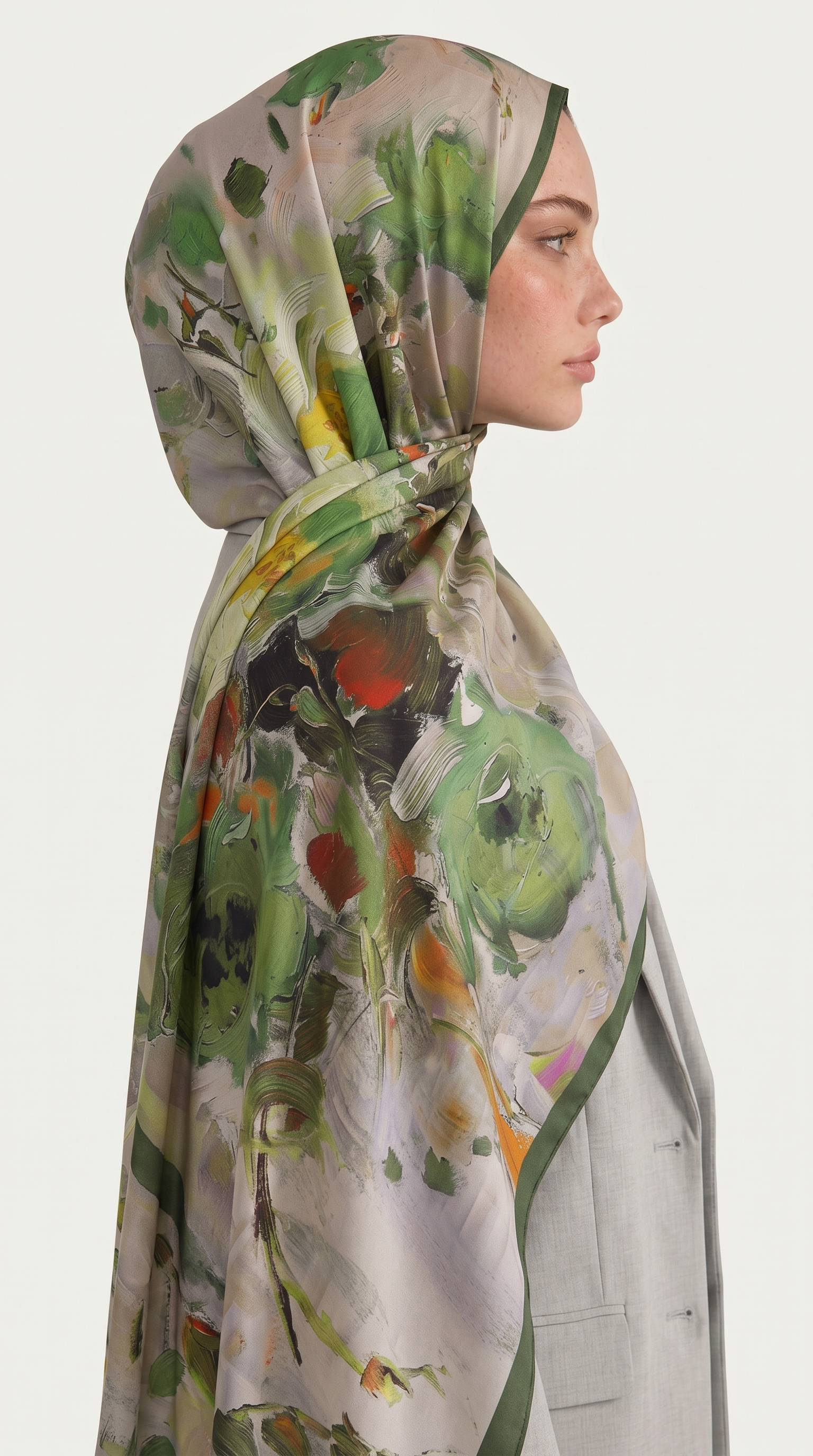 Karaca EşarpCOTTON ŞAL VİONA DESENLİ KUMLU ŞAL -  HAKİ