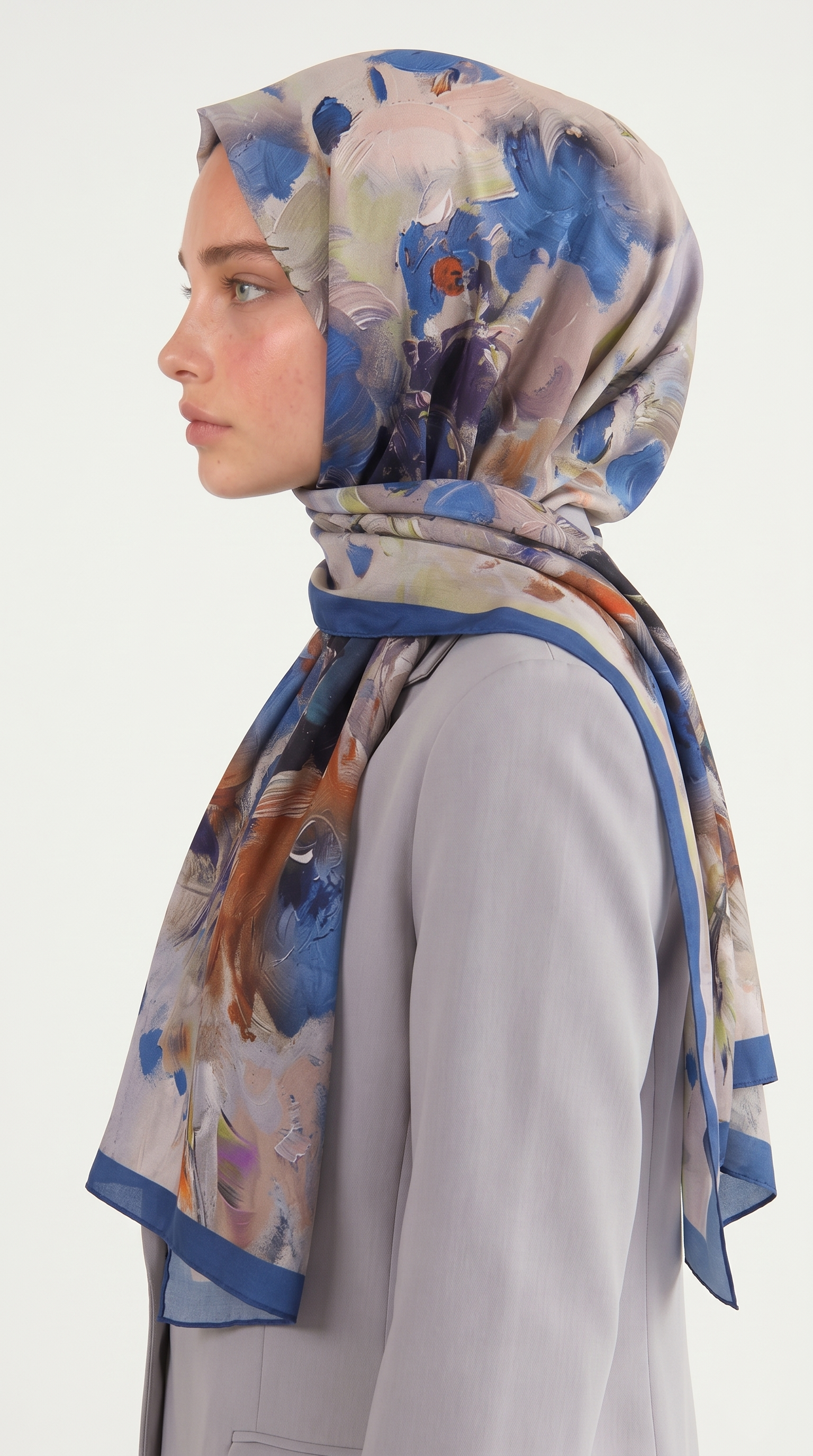 Karaca EşarpCOTTON ŞAL VİONA DESENLİ KUMLU ŞAL -  LACİVERT / KREM