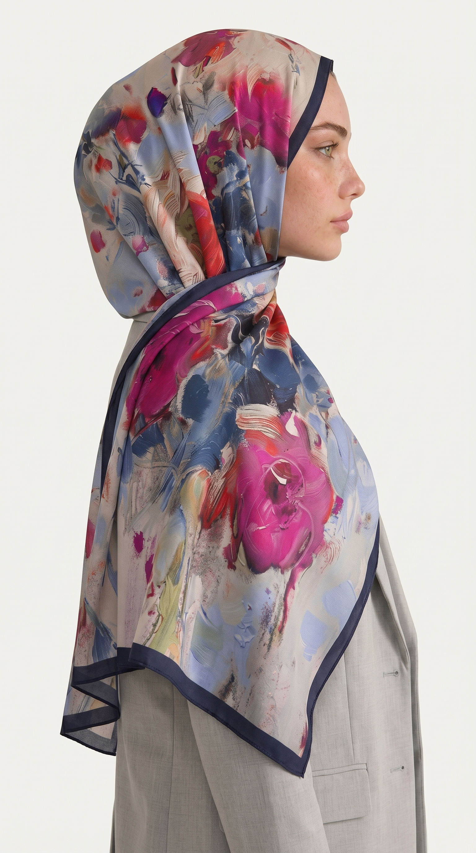 Karaca EşarpCOTTON ŞAL VİONA DESENLİ KUMLU ŞAL -  LACİVERT  / MOR