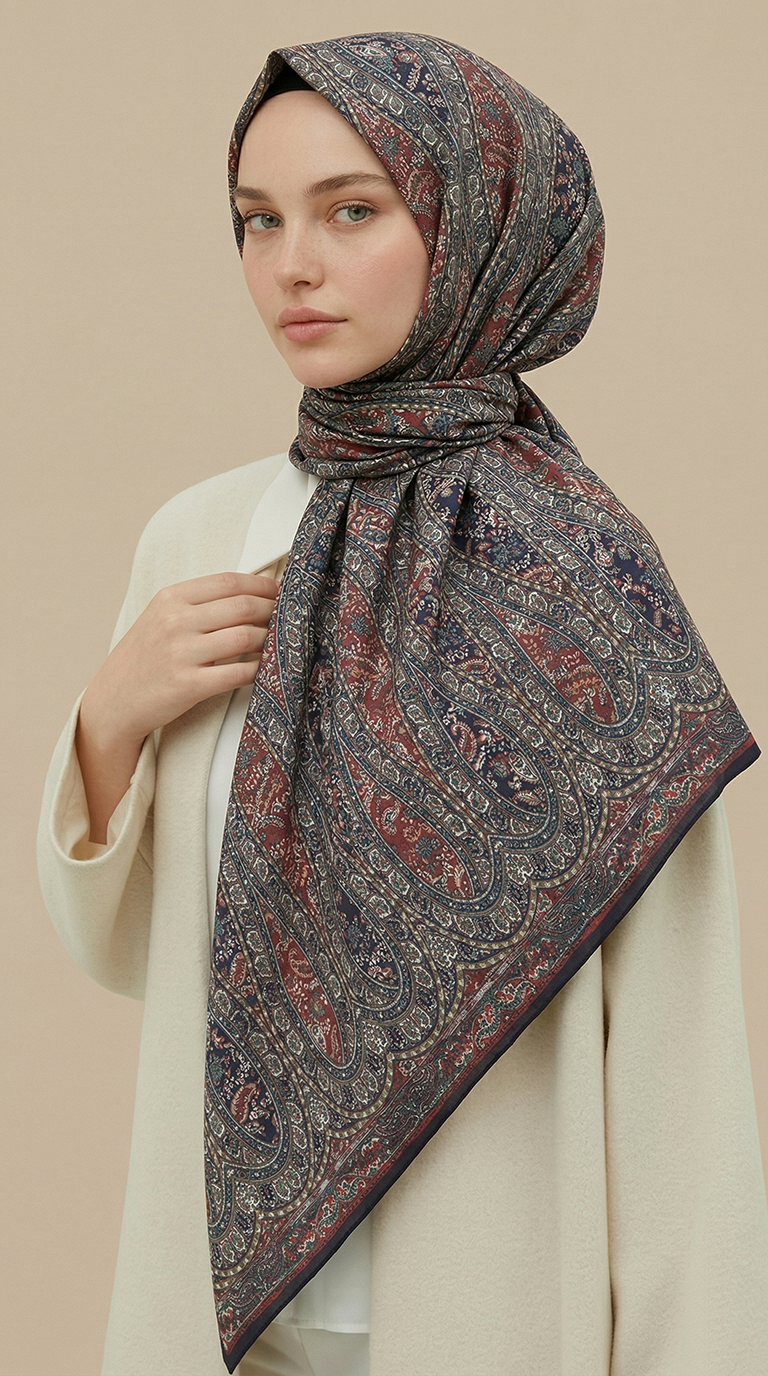 Karaca Eşarp ŞAL EŞARP VİRELLA 120*120 CM COTTON ŞAL EŞARP - BEJ