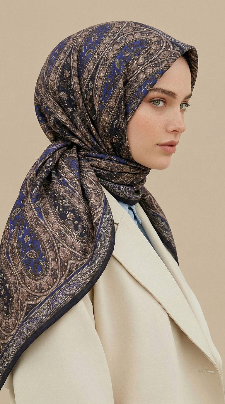 Karaca Eşarp ŞAL EŞARP VİRELLA 120*120 CM COTTON ŞAL EŞARP - MOR / SİYAH 