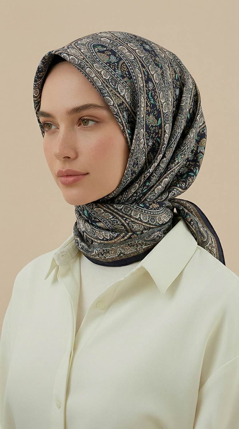 Karaca Eşarp ŞAL EŞARP VİRELLA 120*120 CM COTTON ŞAL EŞARP - YEŞİL