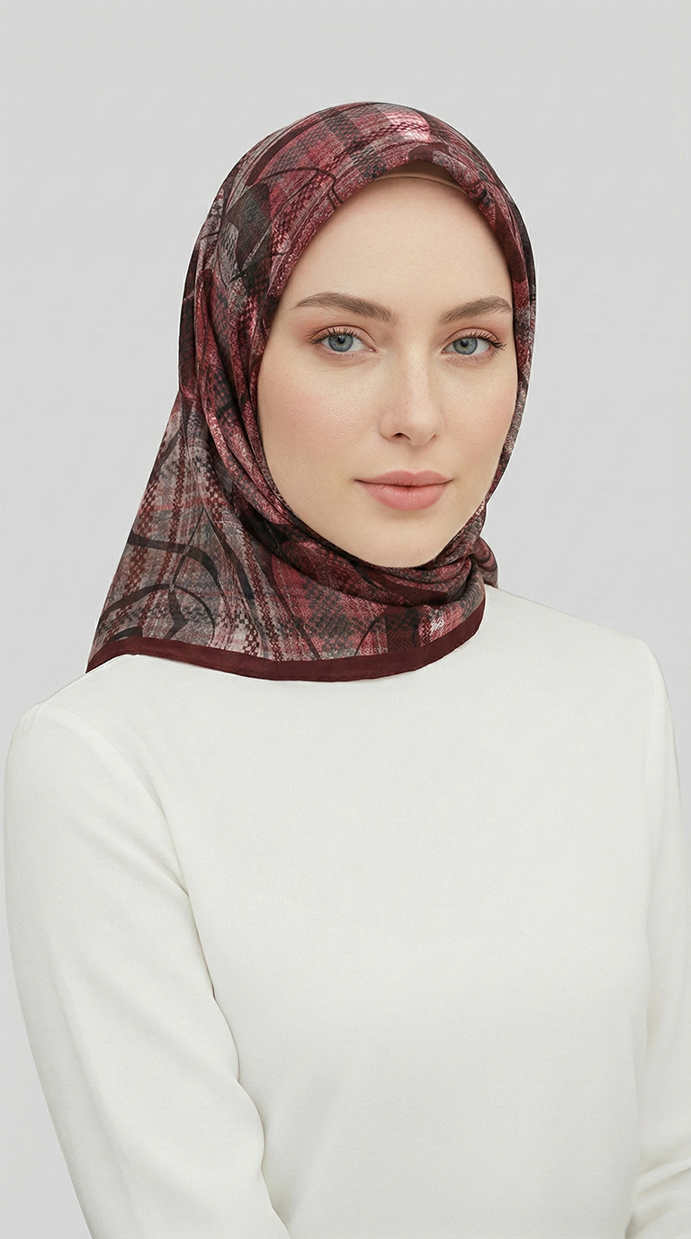 Karaca EşarpRAYON EŞARPYANSIMA DESENLİ RAYON EŞARP - BORDO