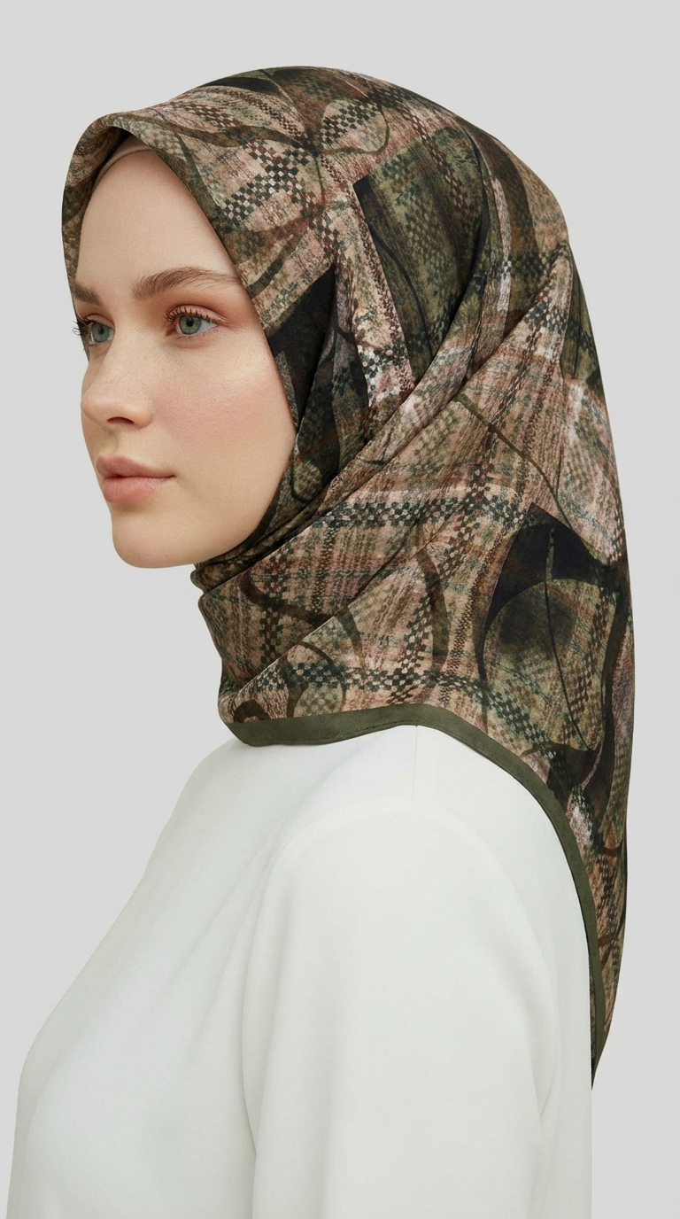 Karaca EşarpRAYON EŞARPYANSIMA DESENLİ RAYON EŞARP - HAKİ