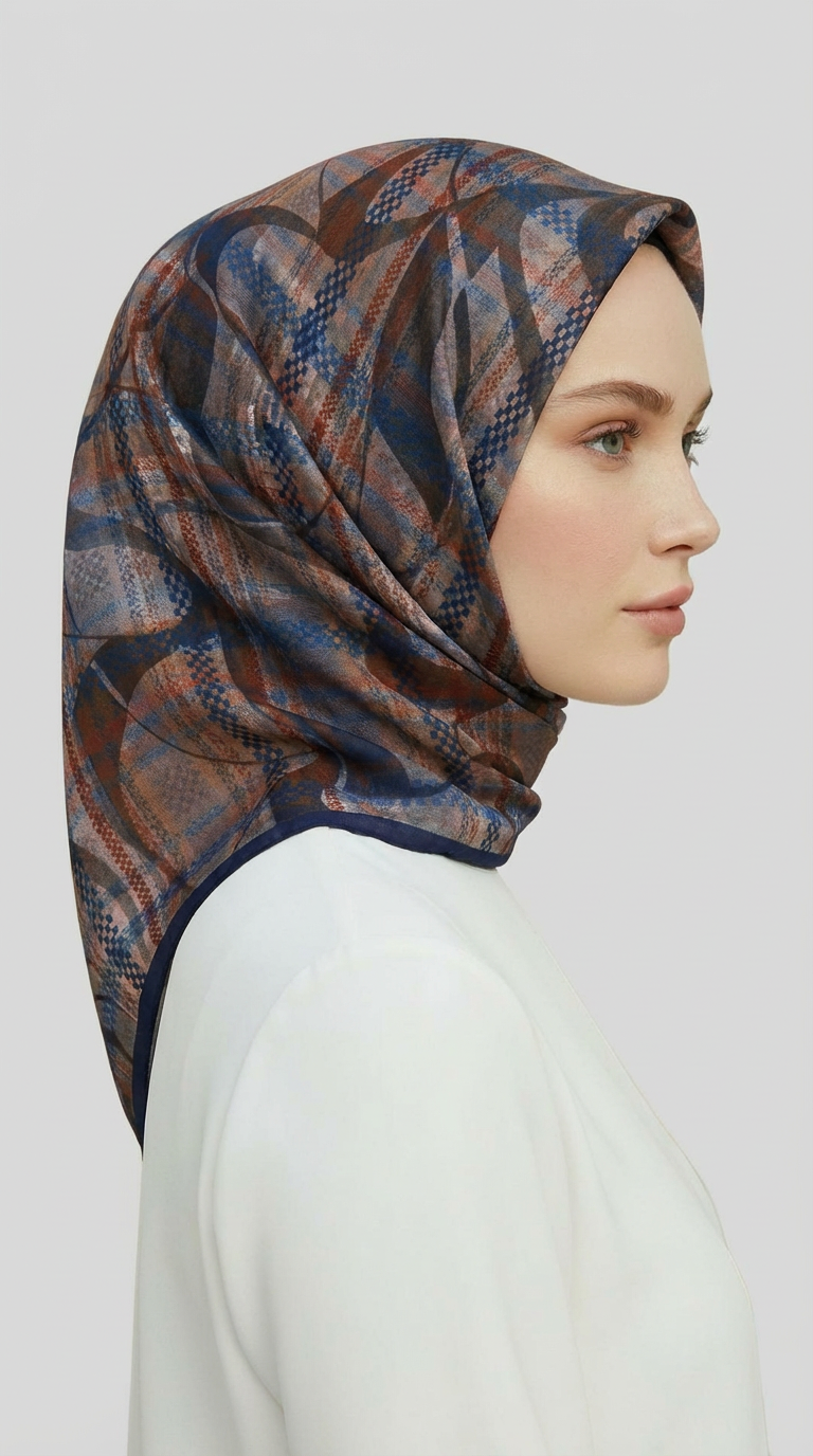 Karaca EşarpRAYON EŞARPYANSIMA DESENLİ RAYON EŞARP - LACİVERT / KAHVERENGİ
