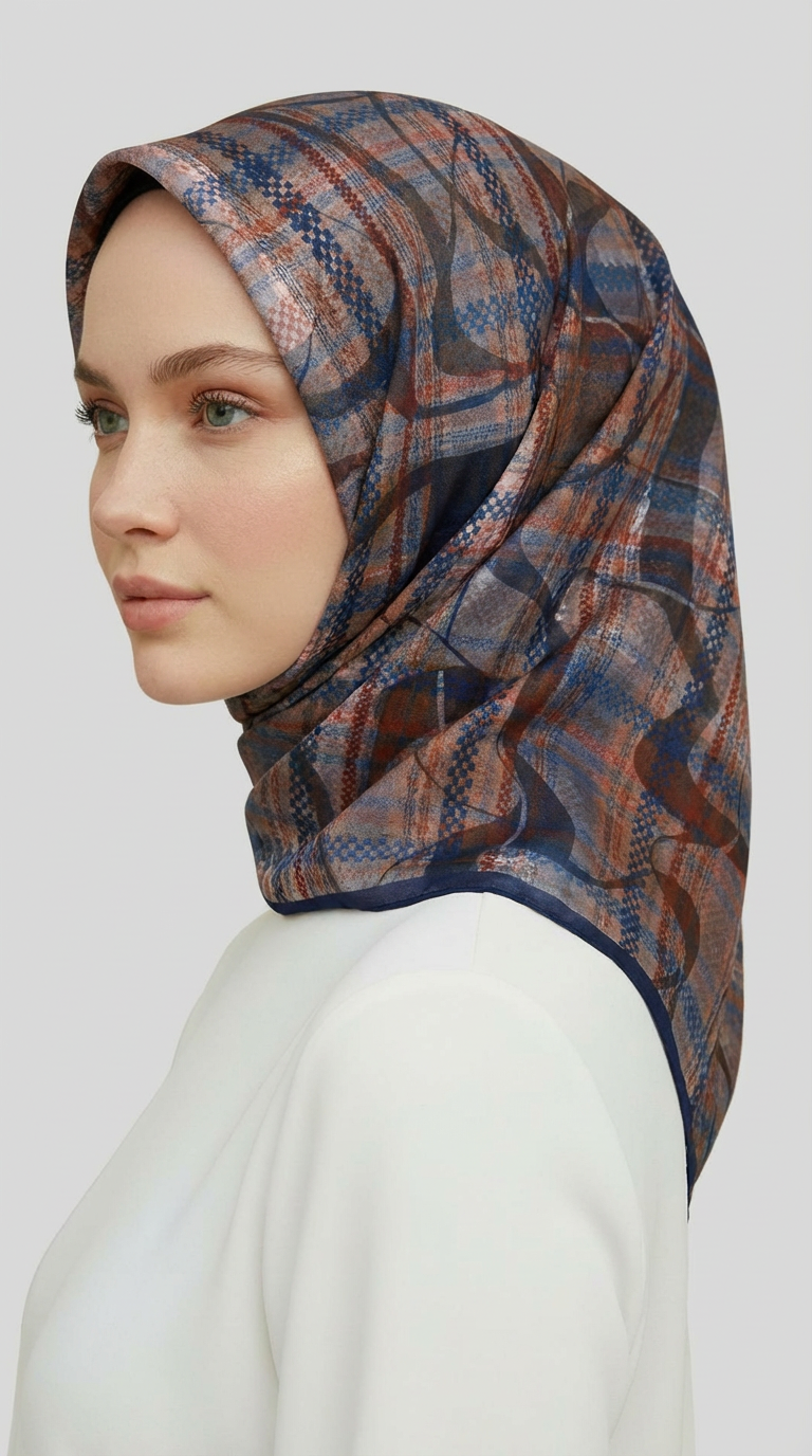 Karaca EşarpRAYON EŞARPYANSIMA DESENLİ RAYON EŞARP - LACİVERT / KAHVERENGİ