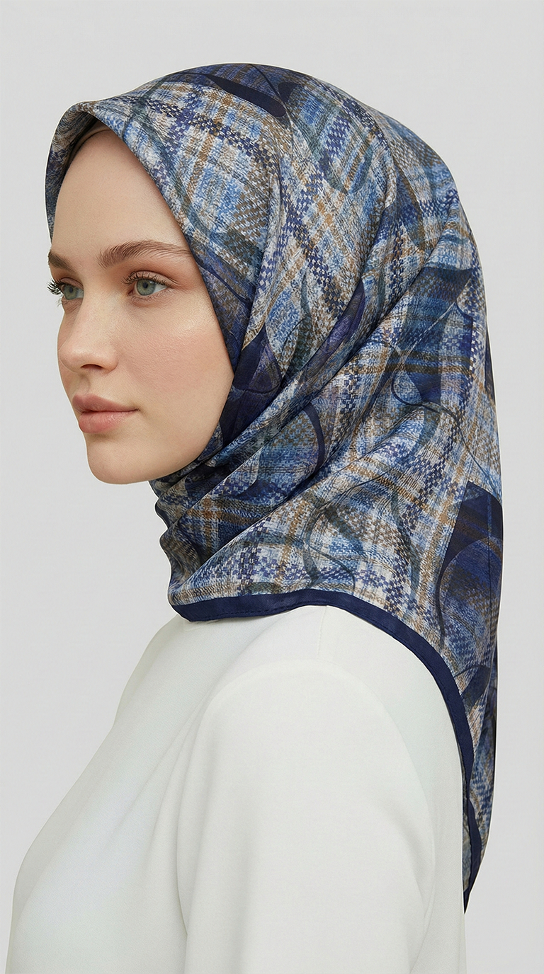 Karaca EşarpRAYON EŞARPYANSIMA DESENLİ RAYON EŞARP - LACİVERT 