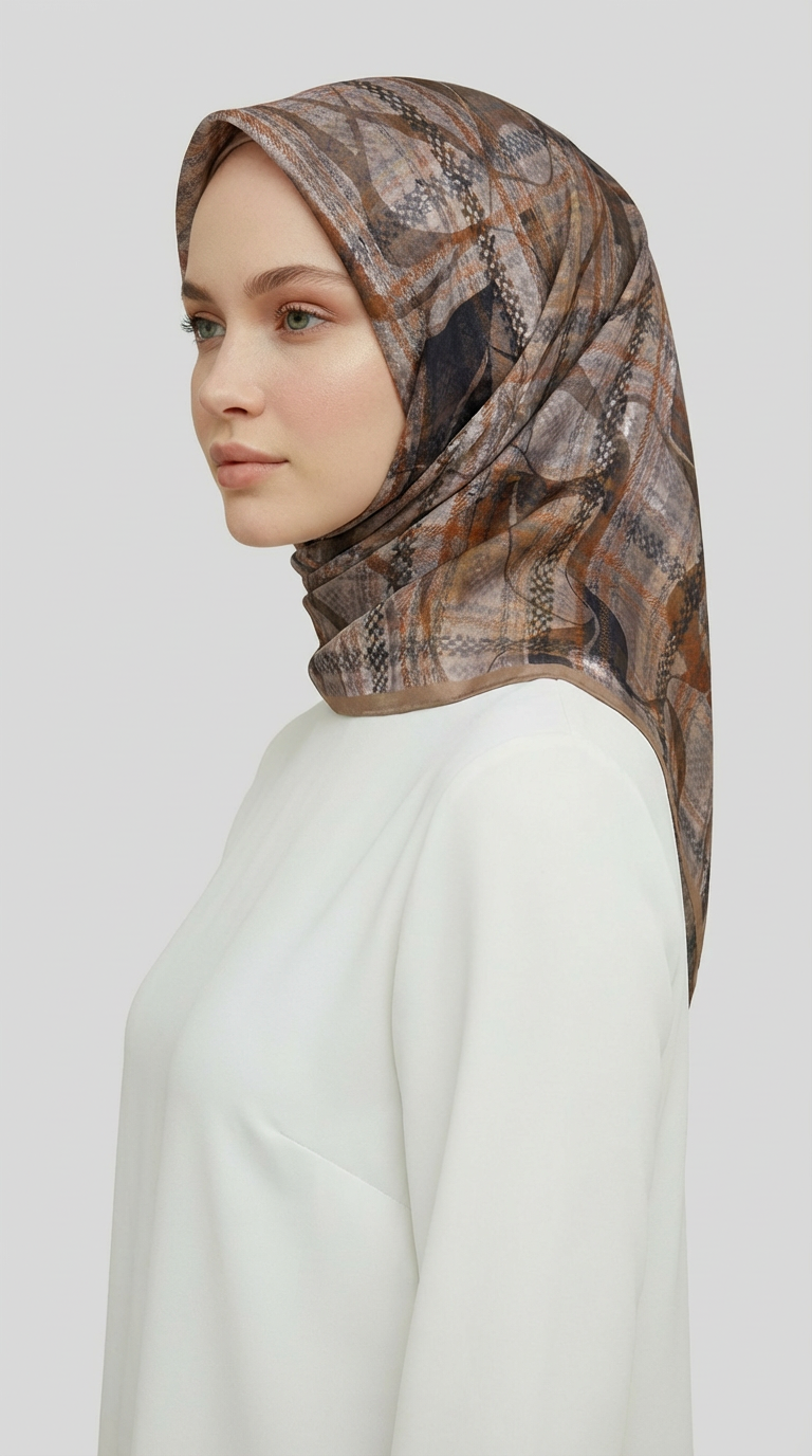 Karaca EşarpRAYON EŞARPYANSIMA DESENLİ RAYON EŞARP - SİYAH BEJ