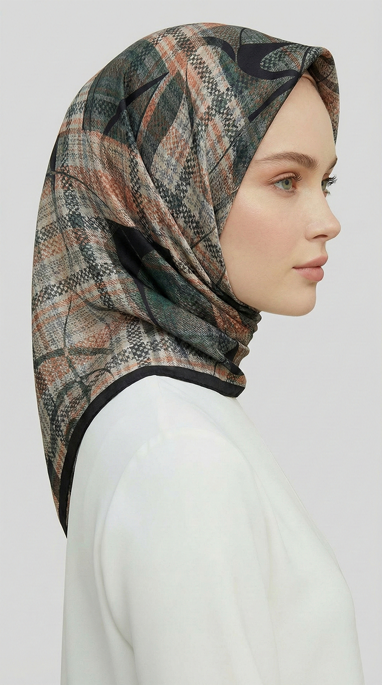 Karaca EşarpRAYON EŞARPYANSIMA DESENLİ RAYON EŞARP - SİYAH  / HAKİ