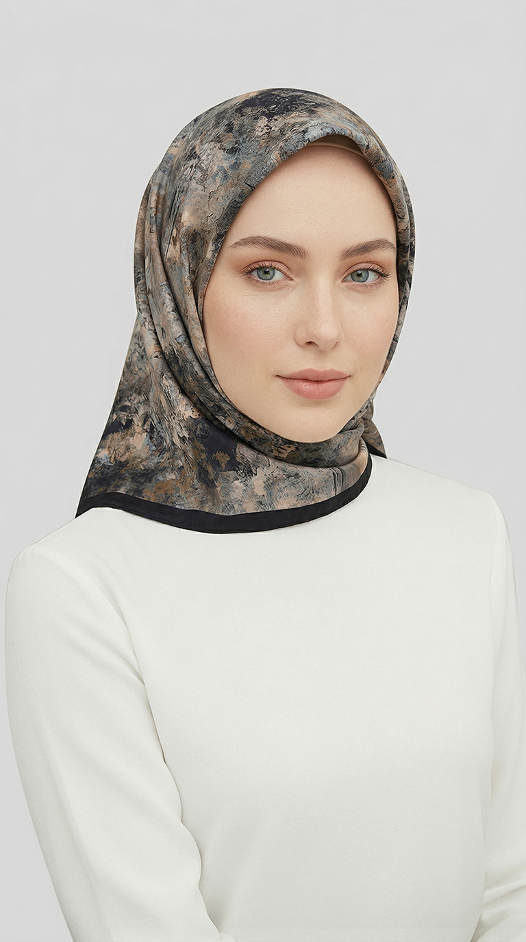 Karaca EşarpRAYON EŞARPZARAFET DESENLİ RAYON EŞARP -  BEJ / SİYAH