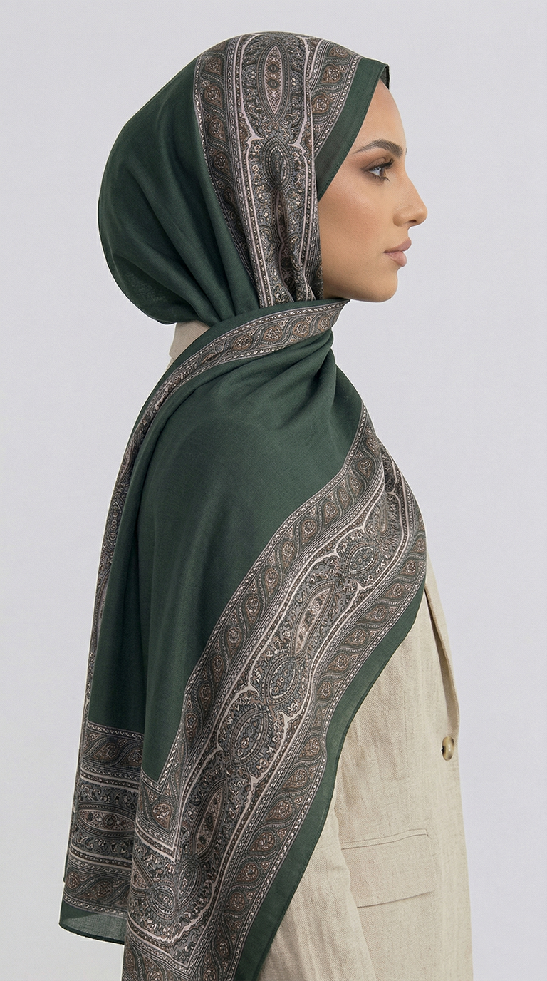 Karaca EşarpCOTTON ŞAL ZİNCİR DESENLİ COTTON ŞAL - HAKİ 