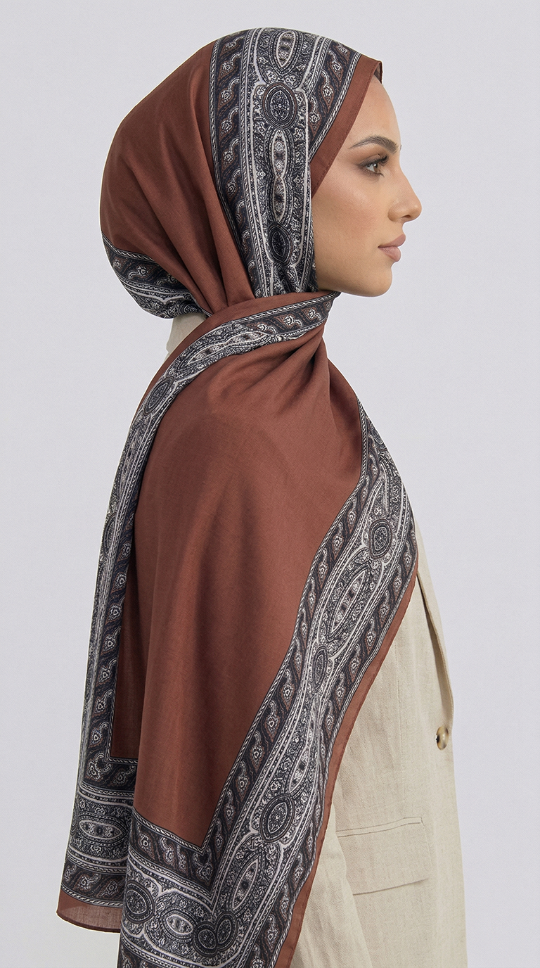 Karaca EşarpCOTTON ŞAL ZİNCİR DESENLİ COTTON ŞAL - KİREMİT