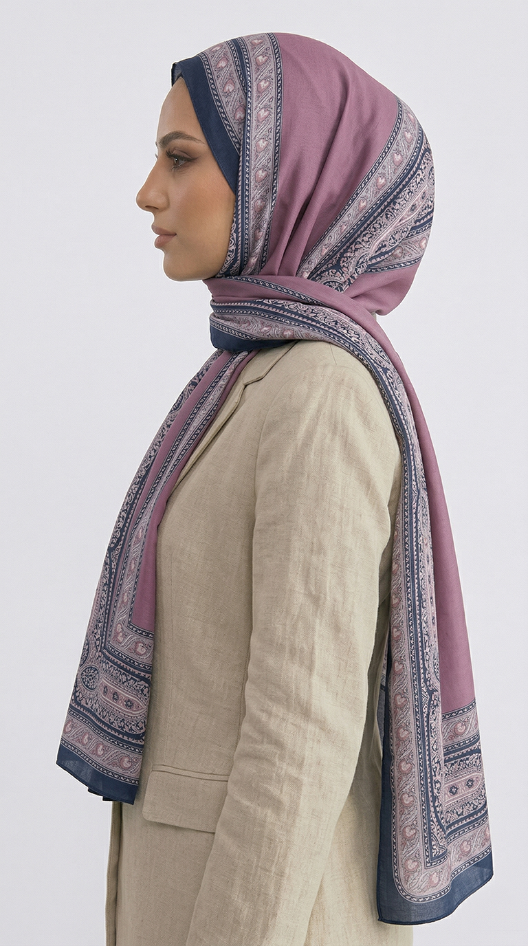 Karaca EşarpCOTTON ŞAL ZİNCİR DESENLİ COTTON ŞAL -LİLA