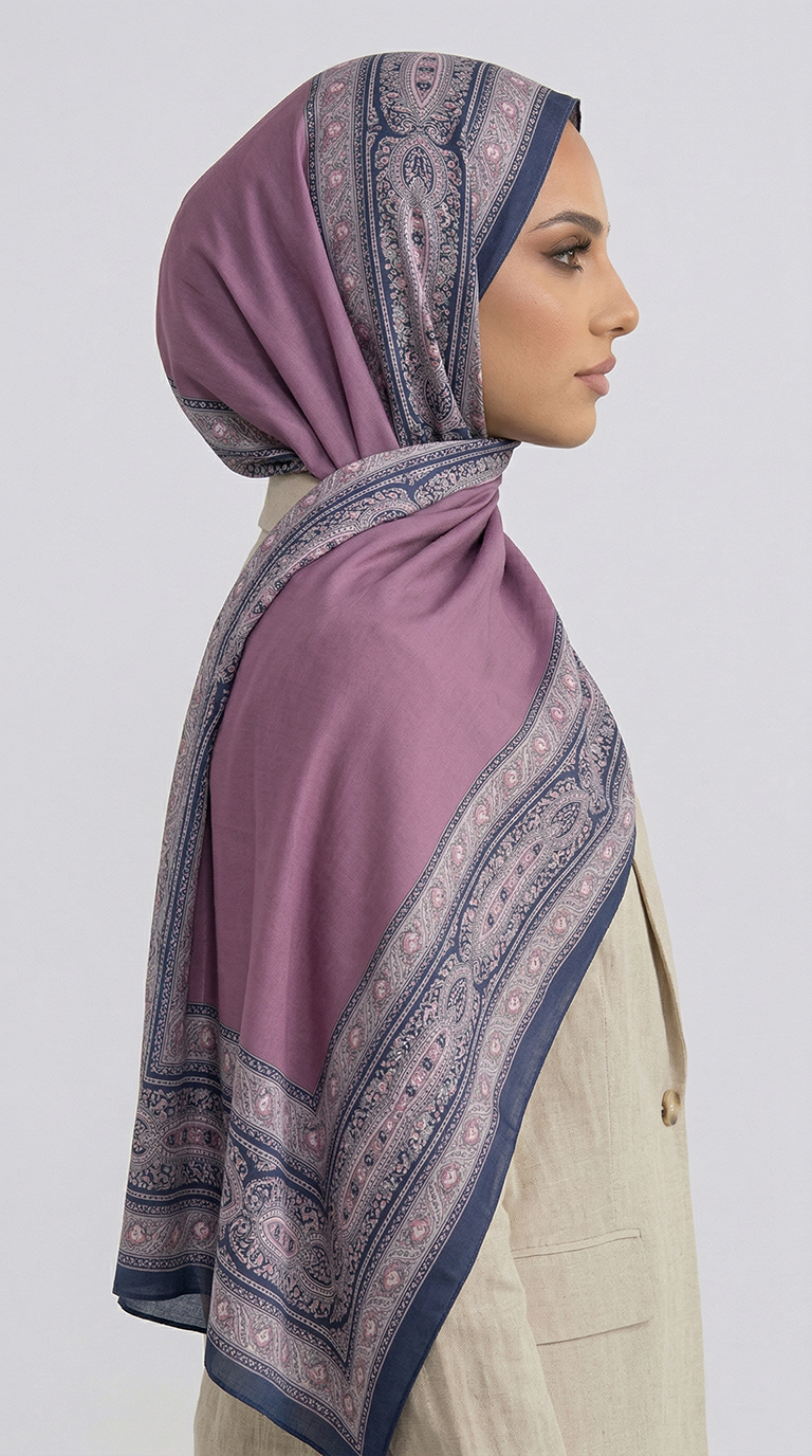 Karaca EşarpCOTTON ŞAL ZİNCİR DESENLİ COTTON ŞAL -LİLA