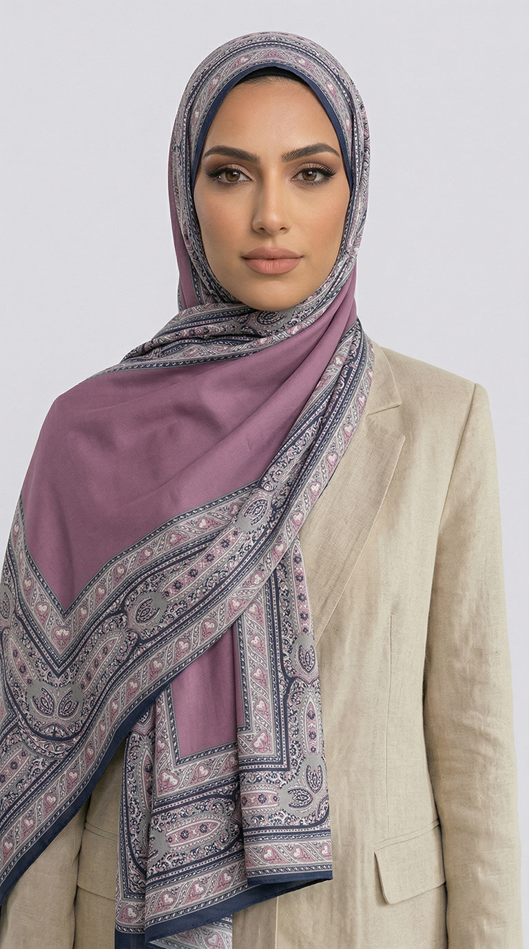 Karaca EşarpCOTTON ŞAL ZİNCİR DESENLİ COTTON ŞAL -LİLA