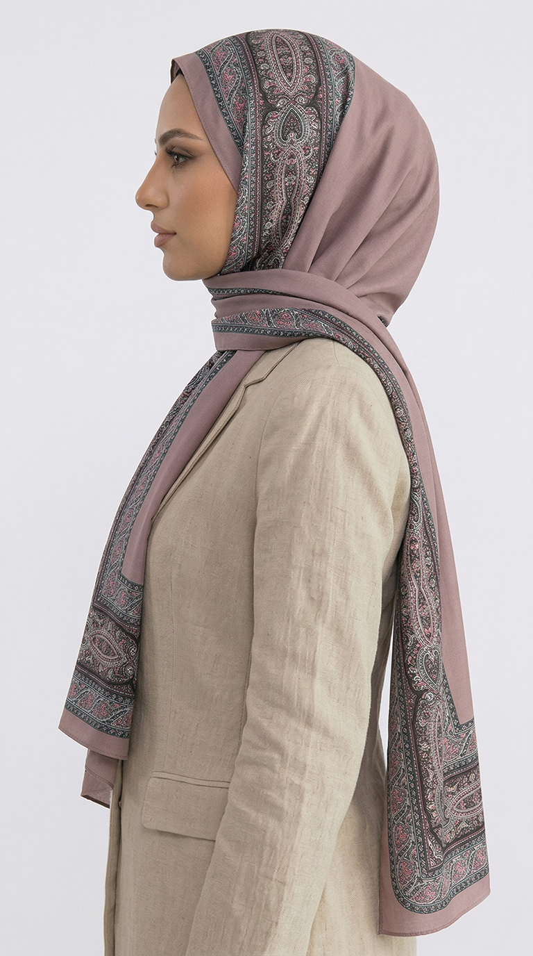 Karaca EşarpCOTTON ŞAL ZİNCİR DESENLİ COTTON ŞAL -PUDRA PEMBE