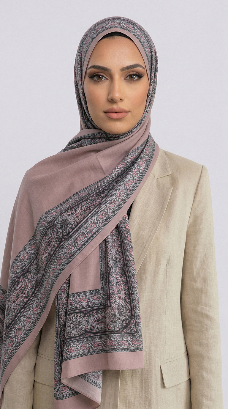 Karaca EşarpCOTTON ŞAL ZİNCİR DESENLİ COTTON ŞAL -PUDRA PEMBE