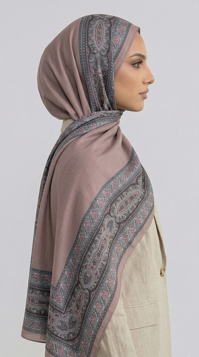 Karaca EşarpCOTTON ŞAL ZİNCİR DESENLİ COTTON ŞAL -PUDRA PEMBE