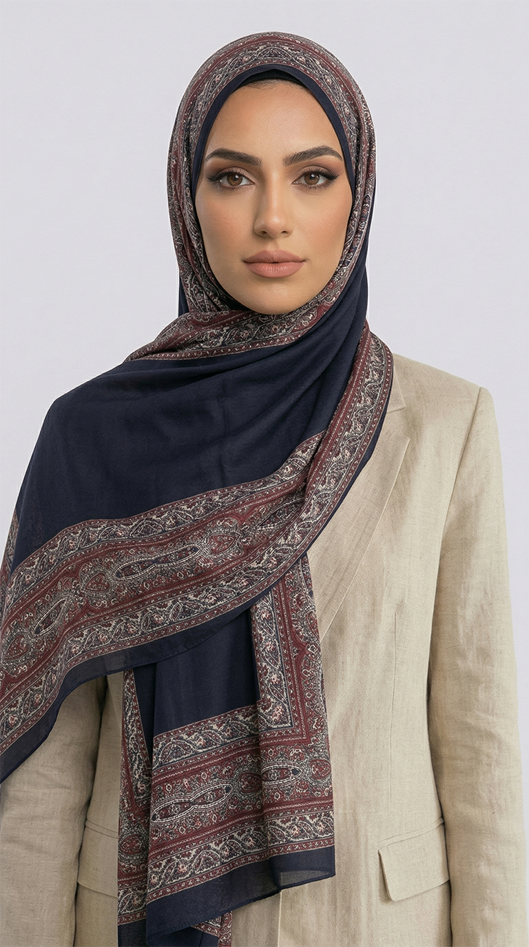 Karaca EşarpRAYON EŞARPZİNCİR DESENLİ COTTON ŞAL - SİYAH / KIRMIZI