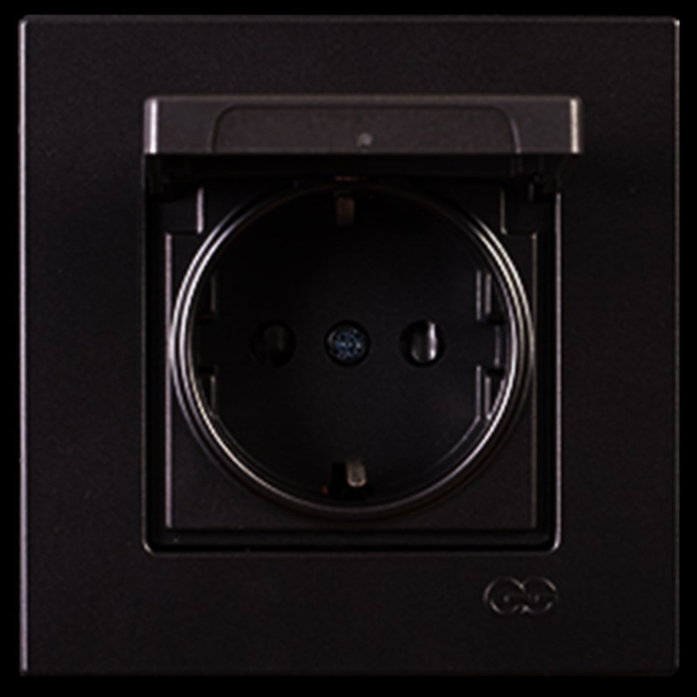 EQONA ÇOCUK KORUMALI KAPAKLI TOPRAKLI PRİZ, M.SİYAH