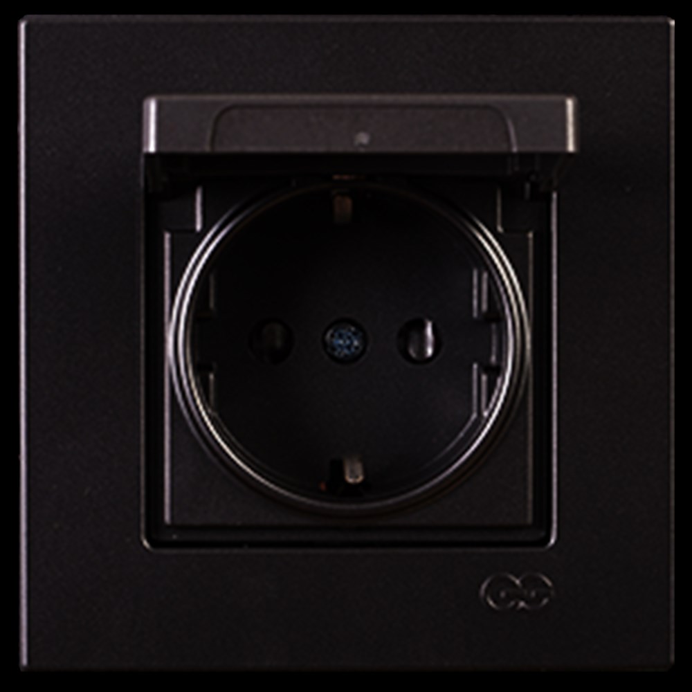 EQONA ÇOCUK KORUMALI KAPAKLI TOPRAKLI PRİZ, M.SİYAH