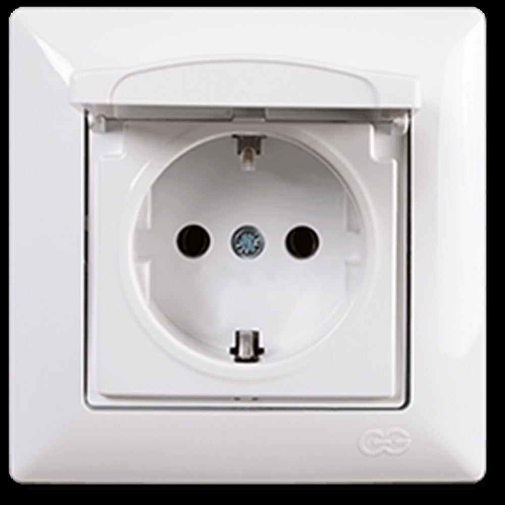 VİSAGE BEYAZ KAPAKLI TOPRAKLI PRİZ MEKANİZMA