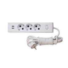 GRUP PRİZ 2 USB ÇIKIŞLI, ÜÇLÜ ÇOCUK KORUMALI TOPRAKLI ANAHTARLI PRİZ 3MT