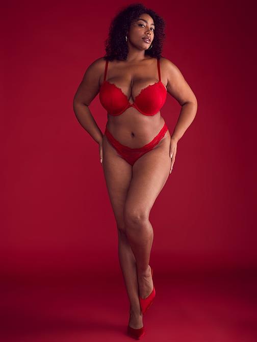 Bombshell Gül Dantelli 2 Beden Büyük Gösteren Push-Up Sütyen