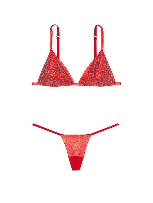 Işıltılı Üçgen Bralet Ve V-String Külot Takımı
