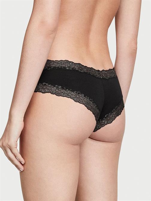 Kenarları Dantelli Işıltılı Pamuklu Cheeky Külot