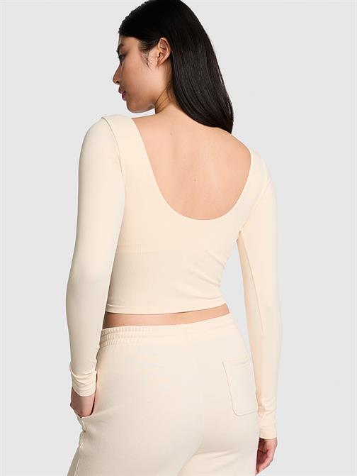 Soft Seamless Uzun Kollu Kalp Yaka Üst