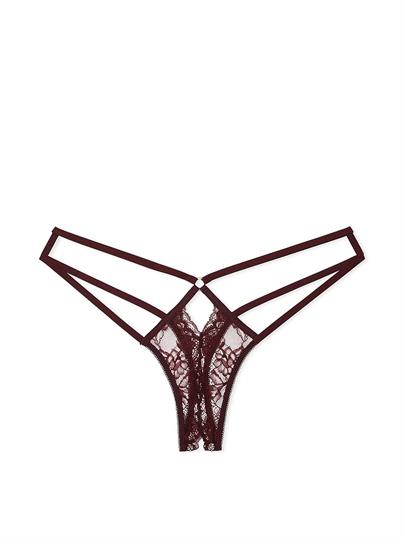 Gül Dantelli Crotchless Tanga