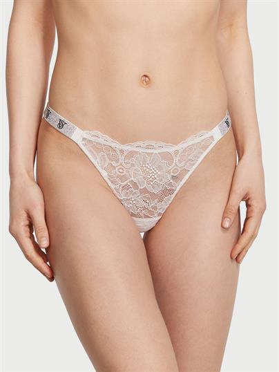 Işıltılı Askılı Dantelli Tanga