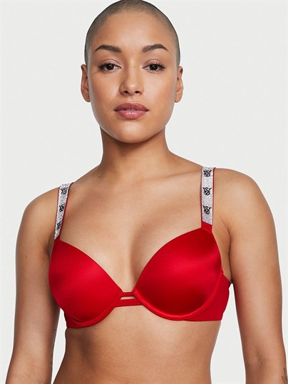 Işıltılı Askılı Push-Up Sütyen