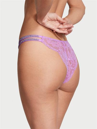 Işıltılı Çift Askılı Dantelli Brazilian Külot