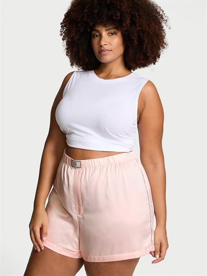 Işıltılı Yama Detaylı Saten Boxer