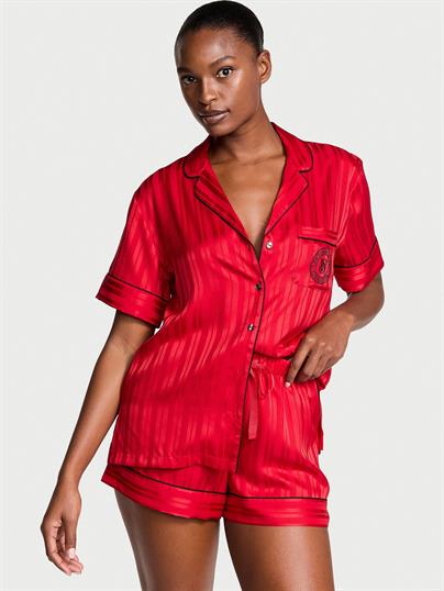 Parlak Saten Kısa Pijama Takımı