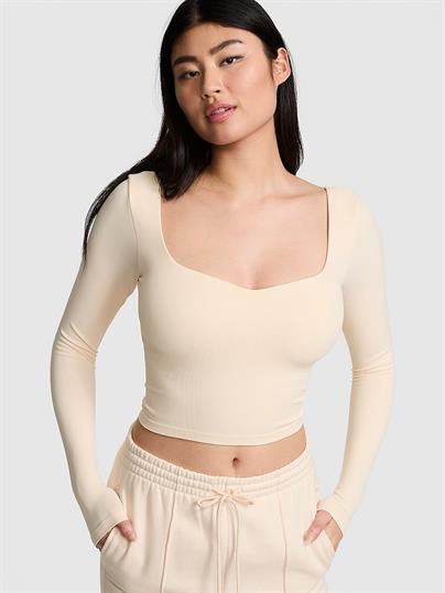 Soft Seamless Uzun Kollu Kalp Yaka Üst
