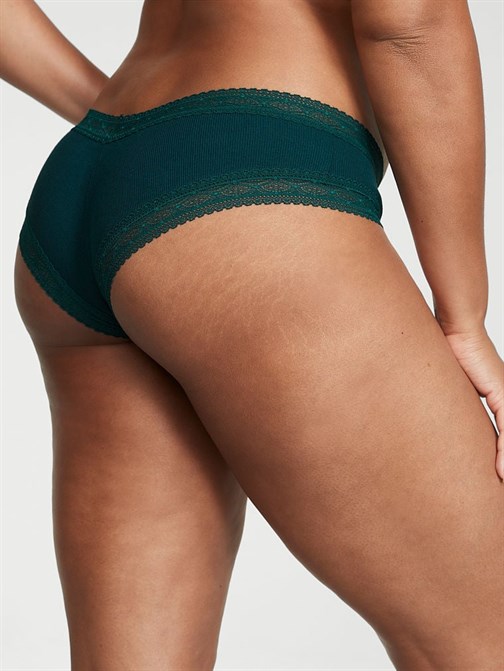 Beli Dantelli Nervürlü Pamuklu Cheeky Külot